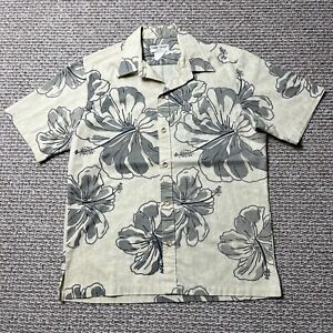 Vintage Cooke Street Hawaiian Shirt Adult Medium Beige Black Button Up Mens