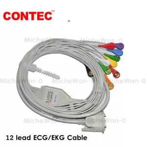 12 Lead ECG/EKG Cable Gilding Snap Banana Type for CONTEC ECG Machine - Picture 1 of 2