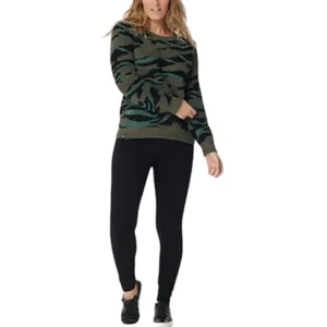 Barefoot Dreams CozyChic Seaside Crew Neck Pullover Green Camo Size XS Women’s - Picture 1 of 10