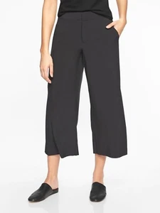 Athleta womens size 2 Tribeca Crop Pants Black solid pull on zip pockets - Picture 1 of 17