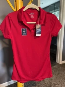 IZOD Girls School Uniform Collared V Short Sleeve Performance Polo Red Size M - Picture 1 of 6