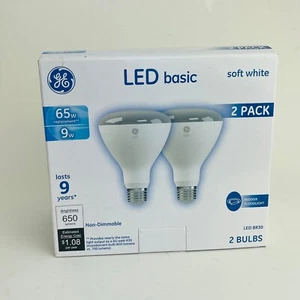2 Bulbs GE LED Basic 65W Replacement 9W BR30 Indoor Floodlight Non-Dimmable NEW - Picture 1 of 5