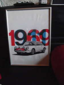Porsche Kunstdruck auf Leinen 40x30cm silberner Rahmem mit Glasscheibe und Hol - Bild 1 von 2