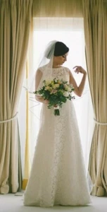 Monica Loretti A-Line Lace Wedding Dress - Ivory, UK Size 10, Worn Once, Dry... - Picture 1 of 8