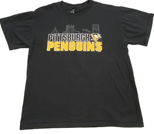 Camiseta Pittsburgh Penguins NHL Hanes Beefy para hombre L hockey negro logotipo del horizonte - Imagen 1 de 8