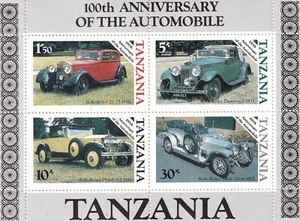 Tanzania 1986 Yvert SS 42 Automóvil Centenario Rolls Royce Coches MNH - Imagen 1 de 1
