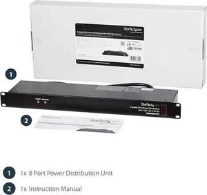 New StarTech RKPW081915 1U 8-Outlet PDU Surge Protected USA Sealed - Afbeelding 1 van 8