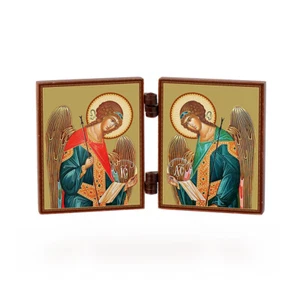Ikone - Diptychon Erzengel Gabriel und Michael - christliche reise Altar Holz - Picture 1 of 1