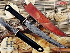 HUNTEX Custom Handmade Damascus Blade, Leather Handle 560mm Exotic Sticker Knife