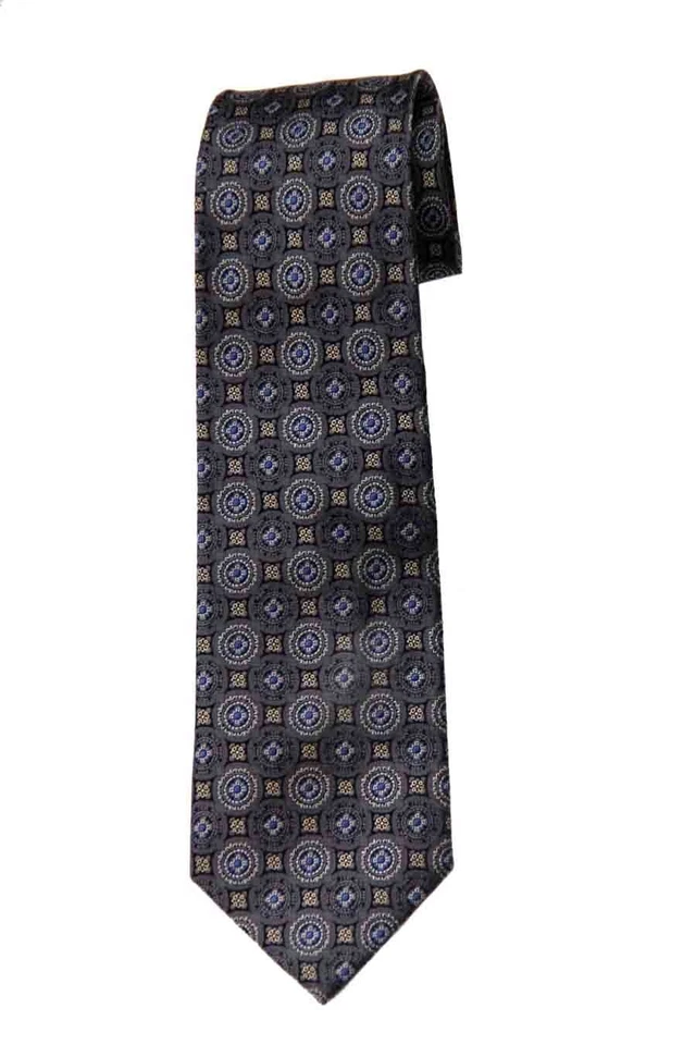 Gravata jacquard de seda Jos A Bank cinza azul extravagante geométrica longa nova sem etiquetas - Imagem 1 de 1