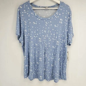 Womens Soho Lady Plus Blue Star Patterned Top Size 2X - Picture 1 of 4