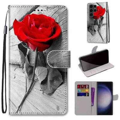 Funda tipo billetera de cuero magnético abatible para tarjetas para Samsung Galaxy S25 S24 S23 S22 S21 Foto 1 de 4
