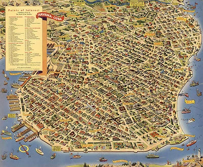 Pictorial Pic-Tour Wall Map of Havana The Pearl of the Antilles Art Poster 11x14 - Image 1 of 2