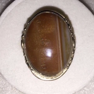 Vintage Sterling Silver Large Oval Cabochon Ring, Size 9 - Bild 1 von 7