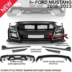 Front Bumper Grille 2018-2023 Ford Mustang GT500 Style Diffuser Trunk Spoiler  - Picture 1 of 14