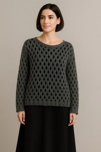 ZARA TOP SWEATER EDGY GREY OPEN KNIT Med NWT R. $69 Sold Out Everywhere! - Picture 1 of 5