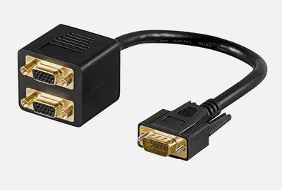 VGA Y-Adapter Splitter, VGA Stecker auf 2x VGA Buchse - Bild 1 von 4