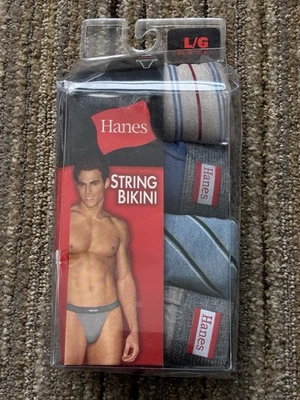 New Vintage Hanes Men’s 4 Pack String Bikini Briefs Underwear Large - Image 1 of 2