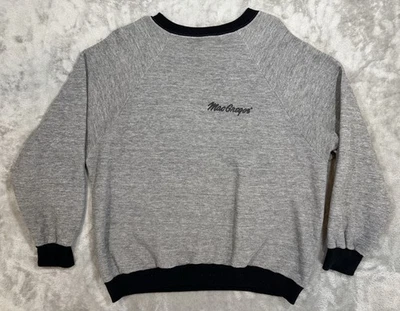 Moletom vintage L cinza roupa esportiva MacGregor EUA pulôver raglan mistura tripla retrô - Imagem 1 de 4