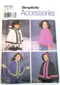 Vintage Simplicity 5230 Kinder Mädchen Poncho Cape Kostüm Schnittmuster ungeschnitten 2004 - Bild 1 von 5
