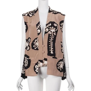 DIANE VON FURSTENBERG Vintage Trägertop S braun Print Seide ärmellos V-Ausschnitt - Bild 1 von 15