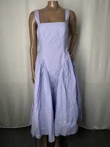 ASTR The Label Womens Midi Dress Periwinkle Blue Size M Vinya Poplin Drop Waist - Picture 1 of 10