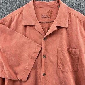 Tommy Bahama Men's LARGE SILK Coral Palm Tree Camp Shirt Short Sleeve Hawaiian - Picture 1 of 18