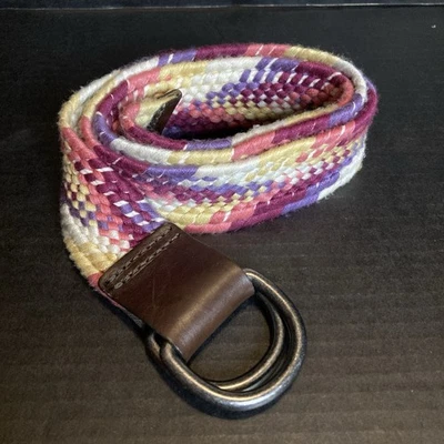 Eddie Bauer Womens Size S/M Belt Woven Braided Fabric Leather D Ring ,Multicolor - Image 1 of 4