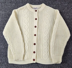 Suéter Capwells Vintage Mujer Grande Marfil Tejido Cable Cárdigan Años 80 Pescador - Imagen 1 de 16