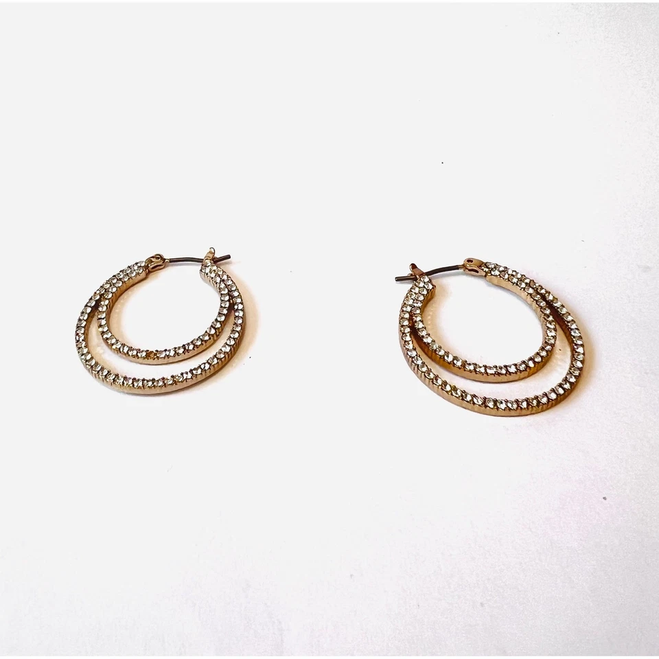 Pendientes de aro Givenchy de doble aro de cristal tono oro rosa Foto 1 de 4