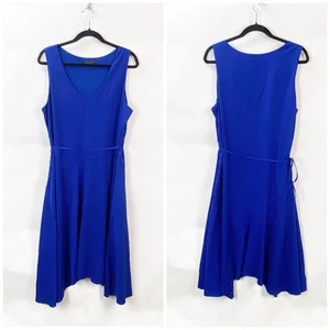 Banana Republic 14 Womens Blue Sleeveless Jersey Knit A-Line Career Midi Dress - Picture 1 of 6