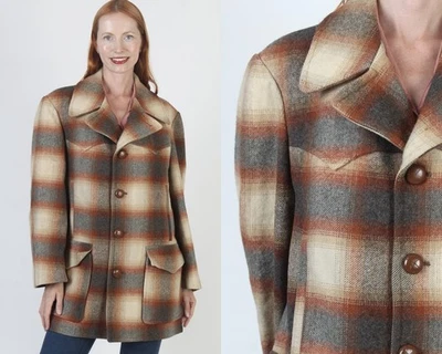 Vintage Pendleton Shadow Plaid Cruiser Coat Hunting Fishing Button Up Jacket - Image 1 of 4