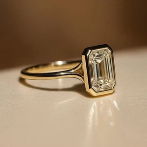 Lab Grown Diamond Engagement Ring, E VS2 Emerald Cut Lab Grown Diamond Ring 3 CT - Picture 1 of 5
