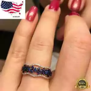 Gorgeous Cubic Zircon 925 Silver Plated Ring Women Wedding Party Jewelry Sz 6-10 - Picture 1 of 2