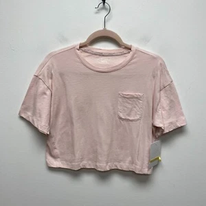 Athleta Girls Pink Crew Neck Out and About Boxy Pocket Cropped T-Shirt XL/14 - Picture 1 of 7