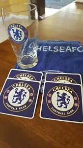 CHELSEA FOOTBALL CLUB GLASS, TOWEL & COASTERS - Picture 1 of 4