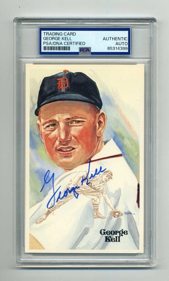 BEAUTIFUL GEORGE KELL SIGNED PEREZ STEELE POST CARD  PSA/DNA SLABBED - Image 1 of 1
