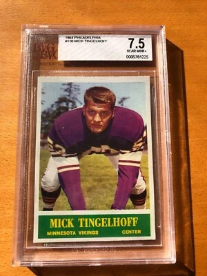 1964 PHILADELPHIA #110 MICK TINGELHOFF BVG 7.5 NM+ VIKINGS GRADED ROOKIE CARD RC - Image 1 of 2