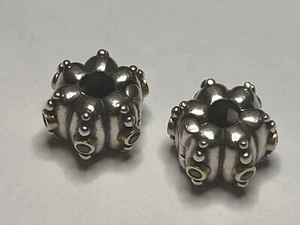 Retired Pandora Abstract Fusion Clip Sterling and 14k Gold Salmon Pink CZ Charm - Picture 1 of 10