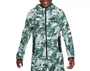 Nike Tech Fleece Youth Full Zip Jacket Kids Green Camo FN9118-361 Boys XS NEW - Picture 1 of 5