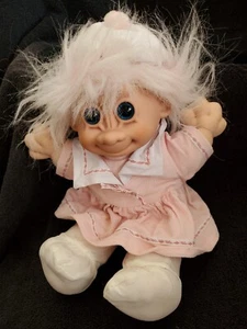 Vintage Russ Berrie Troll Kidz Buffy Doll 2319 Pink Hair Dress w/Tag Blue Eyes  - Picture 1 of 3
