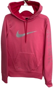 Nike Pink Therma-fit Sweatshirt Girls Size XS Pullover Hood Swoosh Just Do It - Picture 1 of 13
