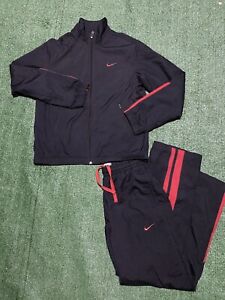 Vintage Nike Tracksuit Men's Medium Black Red Complete Pants Jacket Logo Y2K