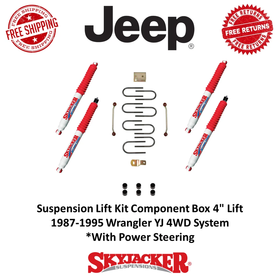 Skyjacker Suspensión 4" Kit de elevación Caja de componentes para Jeep Wrangler 1987-1995 4x4 Foto 1 de 4