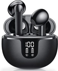 Wireless Earbuds, Bluetooth Headphones in-Ear, USB-C Fast Charge, Clear - Picture 1 of 7