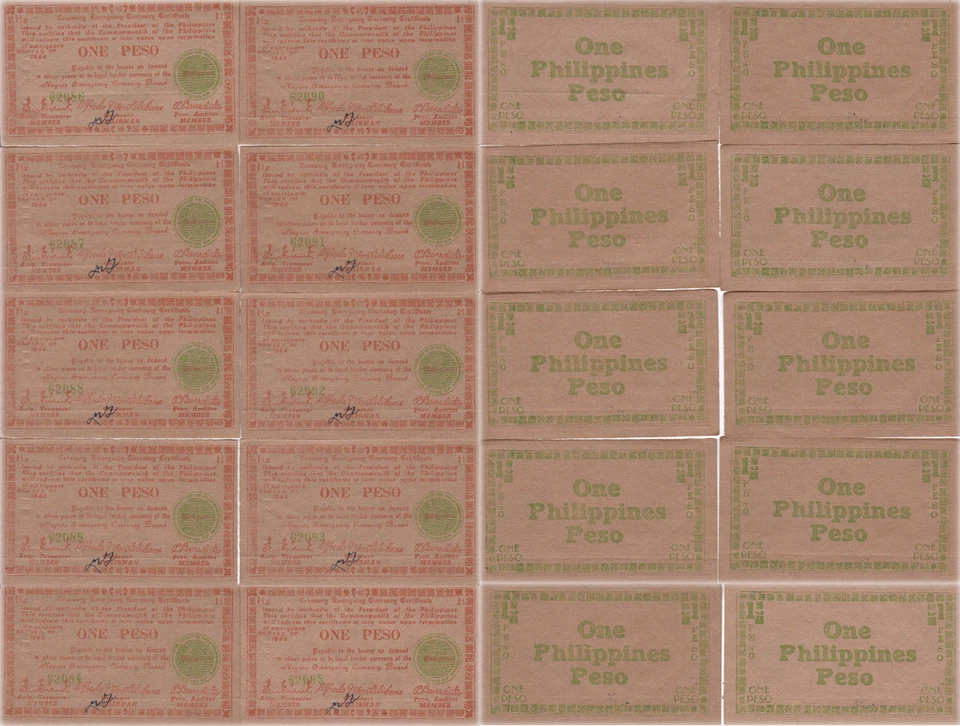 1944 Philippines Guerrilla Currency Negros Province 10 Consecutive XF/AU S673 - Image 1 of 1