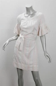 CHRISTOPHER DEANE Womens CELINE Ivory Embroidered Belted Shift Mini Dress XS - Picture 1 of 6