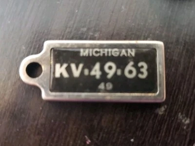 RARE 1949 Michigan DAV Tag Keychain License Plate KV*49*63 - Image 1 of 3