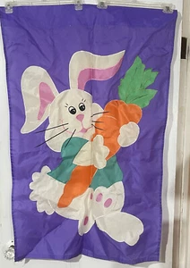 Vintage Easter Bunny Carrot Christian Spring Garden Flag 27 X 41 Inch - Picture 1 of 3