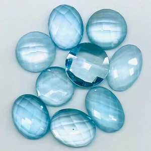 9 Pezzi Topazio Blu Cielo Naturale 10-12mm Mix Taglio a Scacchi Pietre Preziose Sciolte 37,15 Cts - Foto 1 di 14